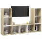 vidaXL Muebles de salón 3 pzas madera ingeniería blanco y roble Sonoma vidaXL Muebles de salón 3 pzas madera ingeniería blanco y roble Sonoma