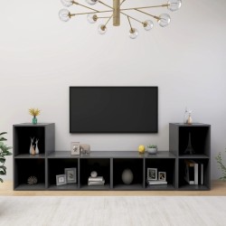vidaXL Muebles de salón 4 pzas madera ingeniería gris 72x35x36,5 cm