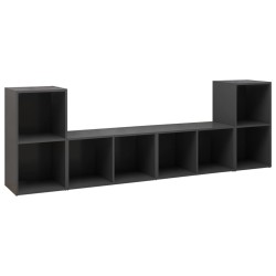 vidaXL Muebles de salón 4 pzas madera ingeniería gris 72x35x36,5 cm