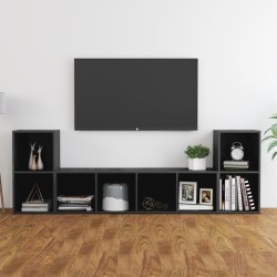 vidaXL Muebles de salón 3 piezas madera de ingeniería gris brillo