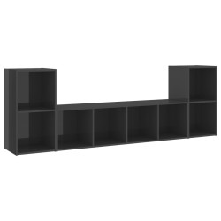 vidaXL Muebles de salón 3 piezas madera de ingeniería gris brillo