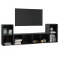 vidaXL Muebles de salón 3 piezas madera de ingeniería gris brillo vidaXL Muebles de salón 3 piezas madera de ingeniería gris brillo