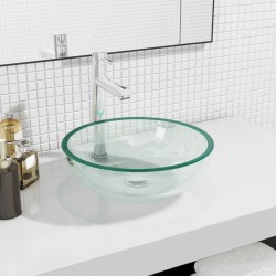 vidaXL Lavabo de vidrio templado transparente 35x12 cm
