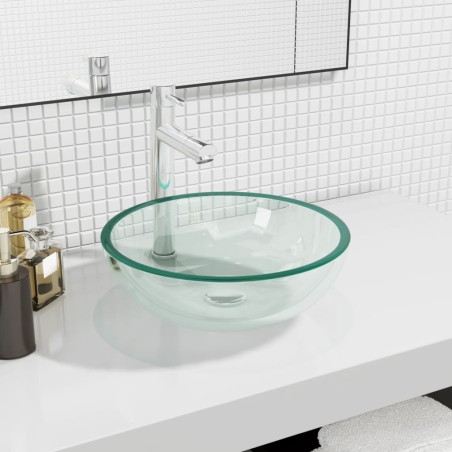 vidaXL Lavabo de vidrio templado transparente 35x12 cm