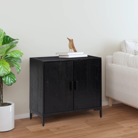 vidaXL Aparador de madera maciza de pino negro 75x35x70 cm