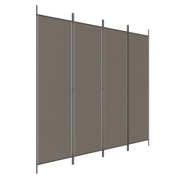  vidaXL Biombo divisor de 4 paneles de tela gris antracita 200x220 cm
