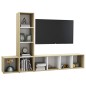 vidaXL Muebles de salón 3 pzas madera ingeniería blanco y roble Sonoma