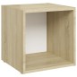 vidaXL Muebles de salón 3 pzas madera ingeniería blanco y roble Sonoma