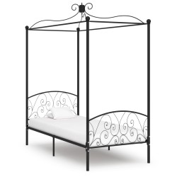 vidaXL Estructura de cama con dosel metal negro 90x200 cm