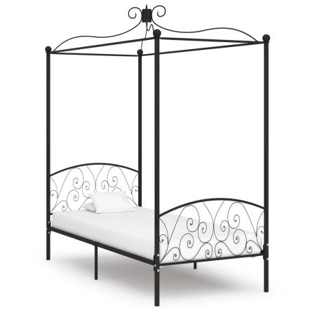 vidaXL Estructura de cama con dosel metal negro 90x200 cm
