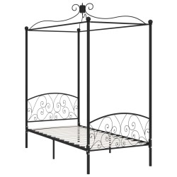 vidaXL Estructura de cama con dosel metal negro 90x200 cm