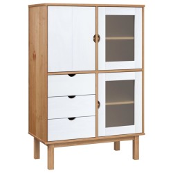vidaXL Aparador OTTA madera maciza pino marrón y blanco 85x43x125 cm