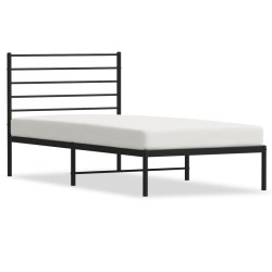 vidaXL Estructura de cama con cabecero metal negro 75x190 cm