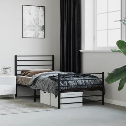 vidaXL Estructura de cama con cabecero y estribo metal negro 80x200 cm