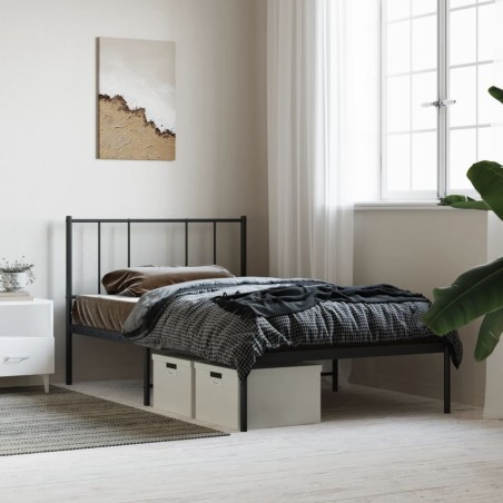 vidaXL Estructura de cama con cabecero metal negro 80x200 cm