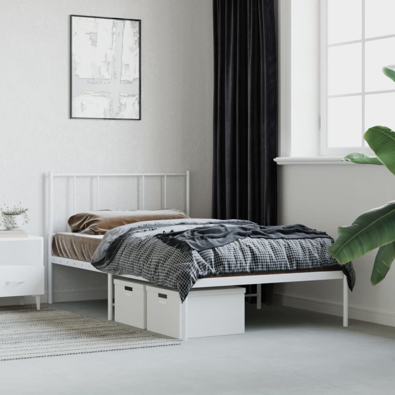 vidaXL Estructura de cama de metal con cabecero blanco 80x200 cm