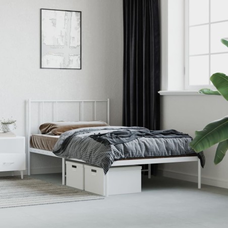 vidaXL Estructura de cama de metal con cabecero blanco 80x200 cm