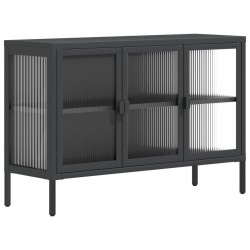 vidaXL Aparador de vidrio y acero negro 105x35x70 cm