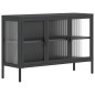 vidaXL Aparador de vidrio y acero negro 105x35x70 cm vidaXL Aparador de vidrio y acero negro 105x35x70 cm