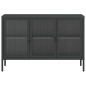 vidaXL Aparador de vidrio y acero negro 105x35x70 cm vidaXL Aparador de vidrio y acero negro 105x35x70 cm