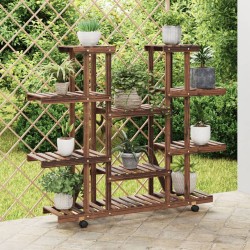 vidaXL Soporte de flores con ruedas madera maciza abeto 110x25x115 cm