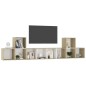 vidaXL Muebles de salón 5 pzas madera ingeniería blanco y roble Sonoma