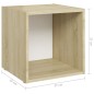 vidaXL Muebles de salón 5 pzas madera ingeniería blanco y roble Sonoma