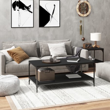 vidaXL Mesa de centro madera contrachapada negro 80x50x40 cm