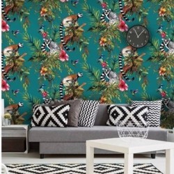 DUTCH WALLCOVERINGS Papel de pared diseño lemur verde 12402