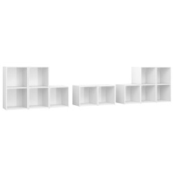 vidaXL Muebles de salón 8 piezas madera de ingeniería blanco brillo