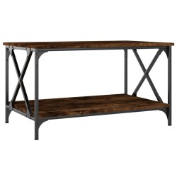 vidaXL Mesa de centro madera y hierro roble ahumado 80x50x45 cm