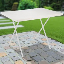 HI Mesa de camping plegable y ajustable blanca 80x60x51/61 cm