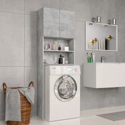 vidaXL Armario de lavadora madera contrachapada hormigón 64x25,5x190cm