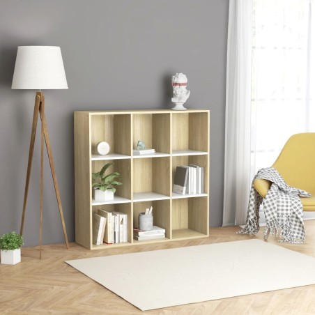 vidaXL Estantería madera contrachapada blanco y roble 98x30x98 cm