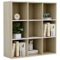 vidaXL Estantería madera contrachapada blanco y roble 98x30x98 cm vidaXL Estantería madera contrachapada blanco y roble 98x30x98 cm