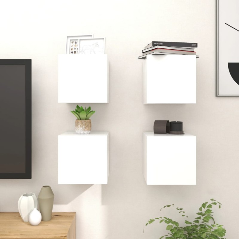 vidaXL Muebles de salón de pared 4 uds blanco 30,5x30x30 cm