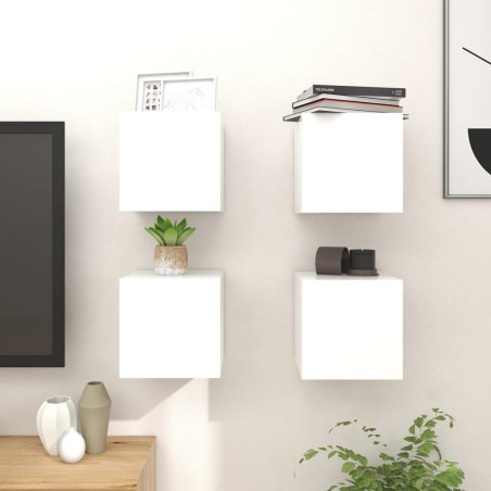 vidaXL Muebles de salón de pared 4 uds blanco 30,5x30x30 cm