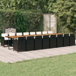 vidaXL Set de muebles jardín 17 pzas con cojines ratán sintético negro