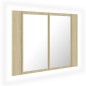 vidaXL Armario espejo de baño LED acrílico roble Sonoma 60x12x45 cm vidaXL Armario espejo de baño LED acrílico roble Sonoma 60x12x45 cm