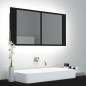 vidaXL Armario espejo de baño con luz LED acrílico negro 90x12x45 cm vidaXL Armario espejo de baño con luz LED acrílico negro 90x12x45 cm