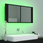 vidaXL Armario espejo de baño con luz LED acrílico negro 90x12x45 cm vidaXL Armario espejo de baño con luz LED acrílico negro 90x12x45 cm