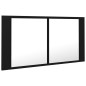 vidaXL Armario espejo de baño con luz LED acrílico negro 90x12x45 cm vidaXL Armario espejo de baño con luz LED acrílico negro 90x12x45 cm
