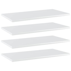 vidaXL Estante estantería 4uds contrachapada blanco brillo 60x30x1,5cm