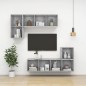 vidaXL Mueble TV pared madera contrachapada hormigón 37x37x142,5 cm vidaXL Mueble TV pared madera contrachapada hormigón 37x37x142,5 cm