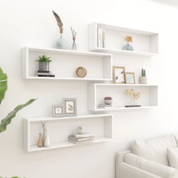 vidaXL Estante cubo de pared 4 uds madera contrachapada 100x15x30 cm