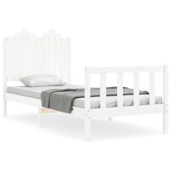 vidaXL Estructura de cama con cabecero madera maciza blanco 90x200 cm