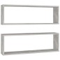 vidaXL Estante de pared 2 uds contrachapado gris hormigón 80x15x26,5cm