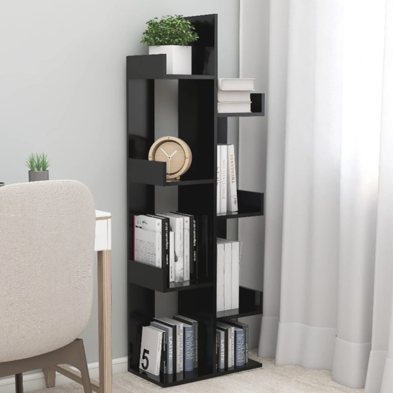 vidaXL Armario de libros madera contrachapada negro 48x25,5x140 cm vidaXL Armario de libros madera contrachapada negro 48x25,5x140 cm