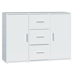 vidaXL Aparador de madera contrachapada blanco brillante 91x29,5x65 cm