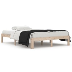 vidaXL Estructura de cama de matrimonio madera maciza 135x190 cm